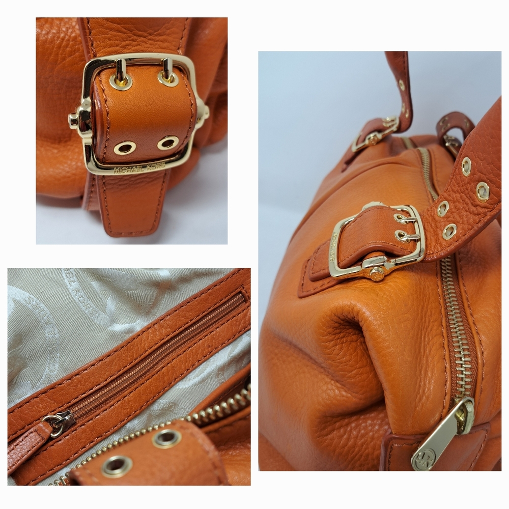 Michael Kors Women's Purse Handbag Bag Burnt Orange Leather Gold Hardware - Picture 6 of 16